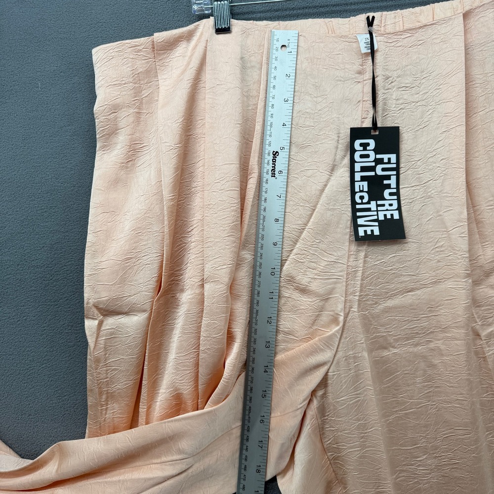 Future Collective Peach Textured Wide Leg Pants Plus Size 2X - Picture 7 of 11